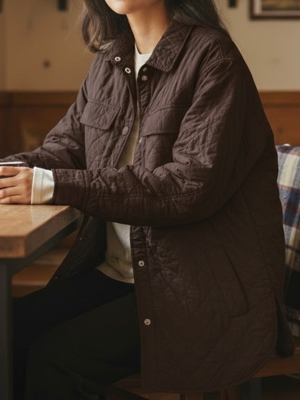 Ashley By 26 International Quilted Utility Jacket in Brown